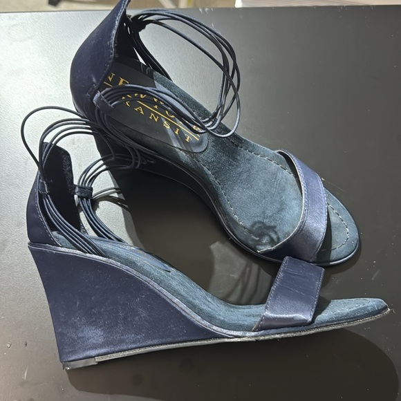 New York Transit | Navy Blue | Strappy wedges - Picture 1 of 9
